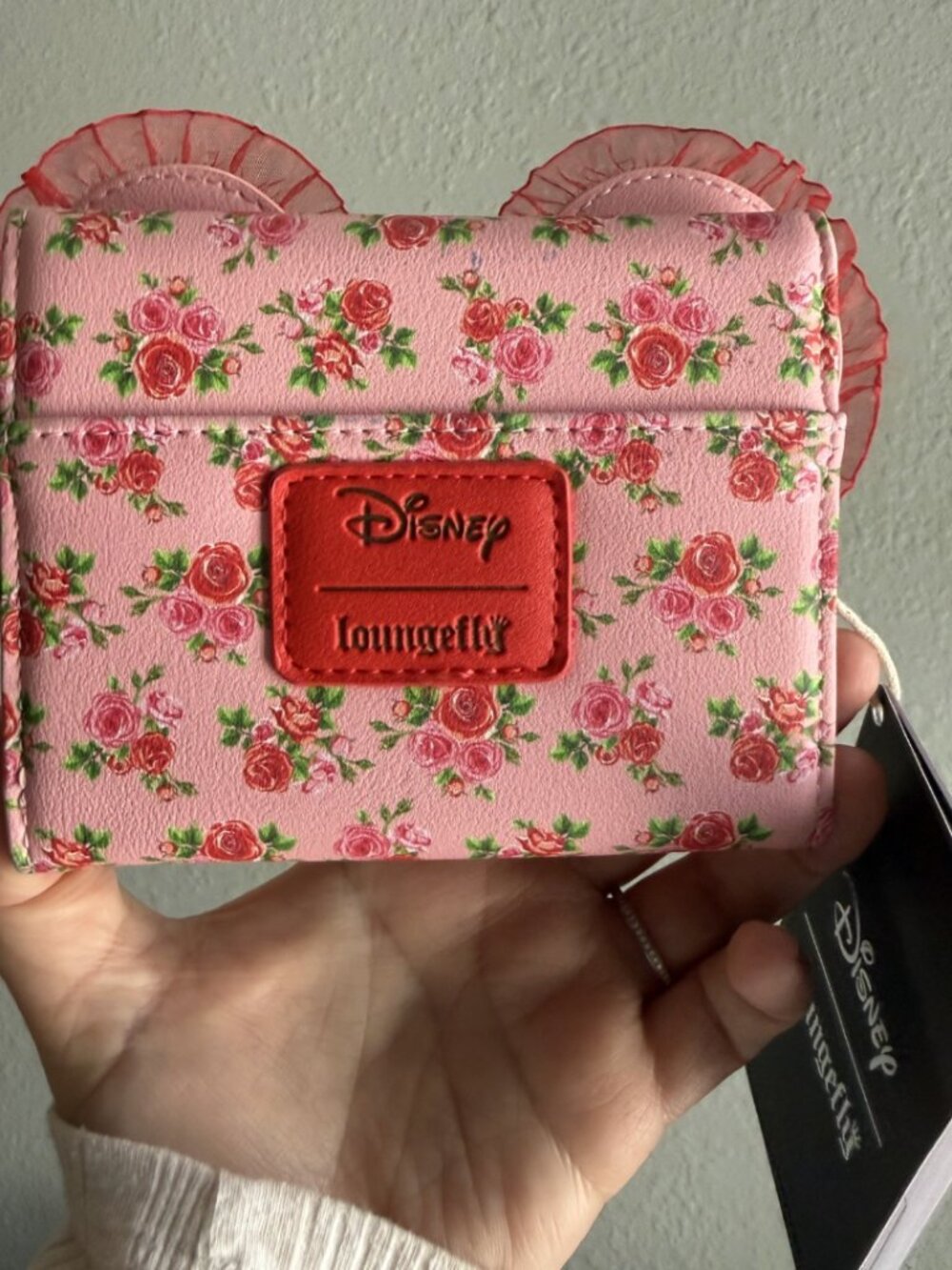 NWT Loungefly Disney Minnie Mouse Floral Zip Around Wallet Pink Roses Bow